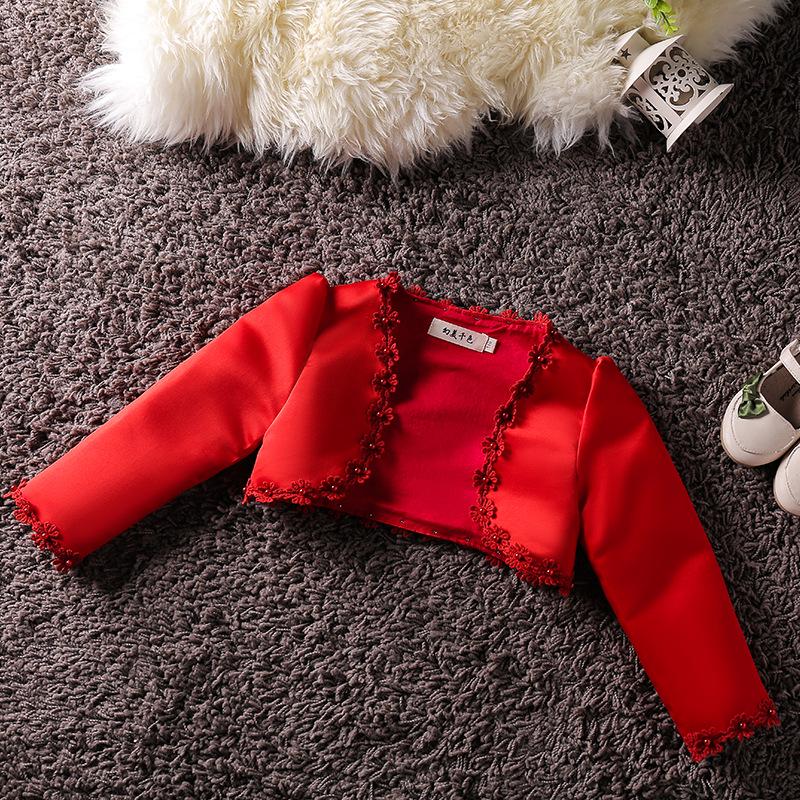 

Формальная накидка-шаль принцессы с длинным рукавом для девочек - Куртка к свадебному платью для девочки-цветочницы 130cm красный