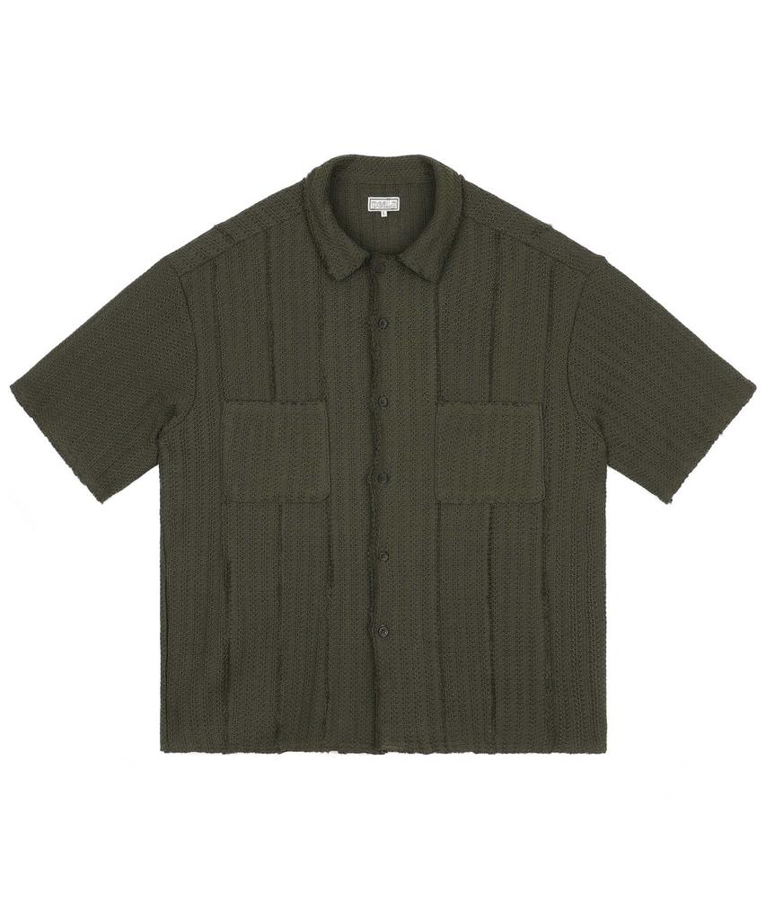 Pealp Low-Cut Collared Half Cardigan 50 (Khaki)