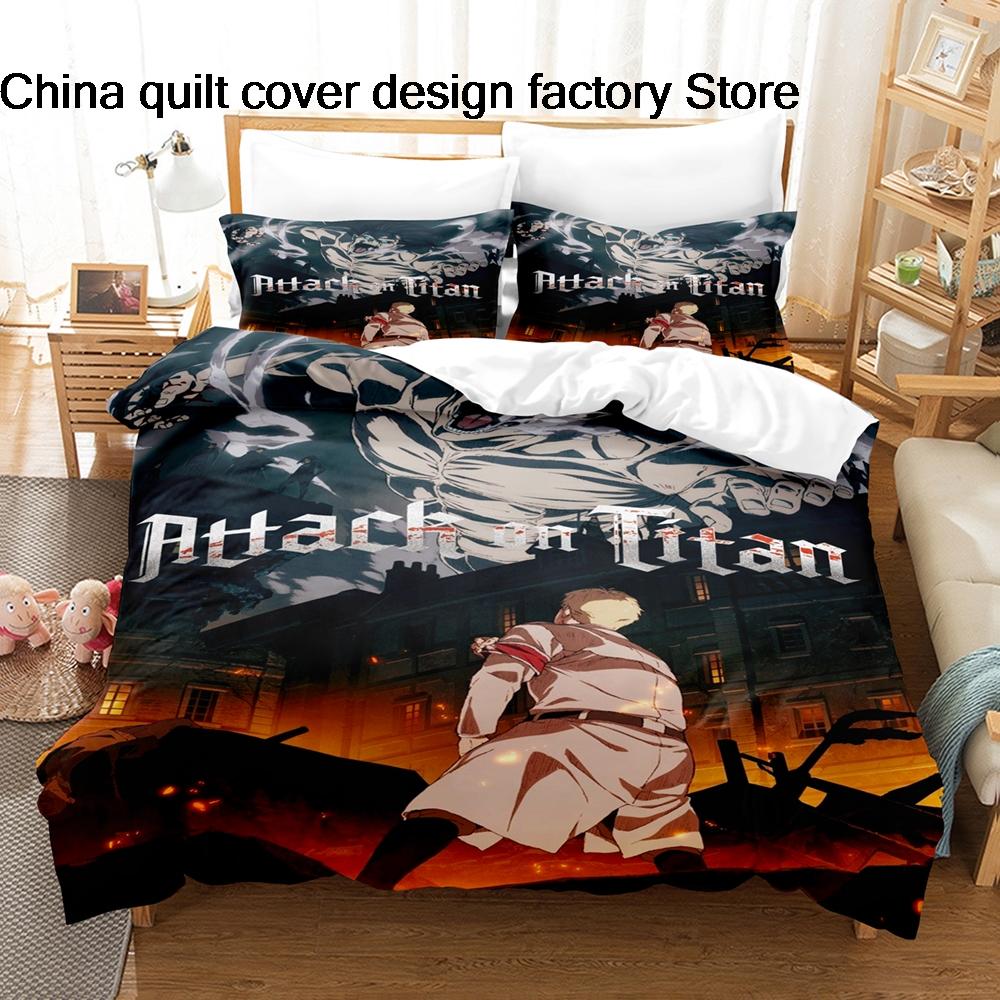 Hot Attack On Titan Bedding Set Single Twin Full Queen King Size Bed Set Kids Bedroom Duvetcover Sets Anime Attack On Titan2 Bed