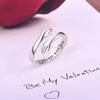 2pcs Lettering Silver Color Warmly Embraced Love Hug Open Ring Women Creative Hands Embracing Adjustable Valentine's Day Rings