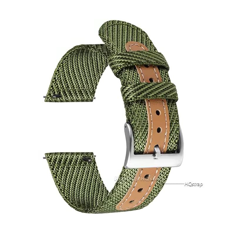 

Nylon Canvas Watch Strap Men Women 18mm 20mm 22mm for Samsung Galaxy Watch 7/6/5/4/3 Quick Release Bracelet for Huawei Watchband 18mm зелёный