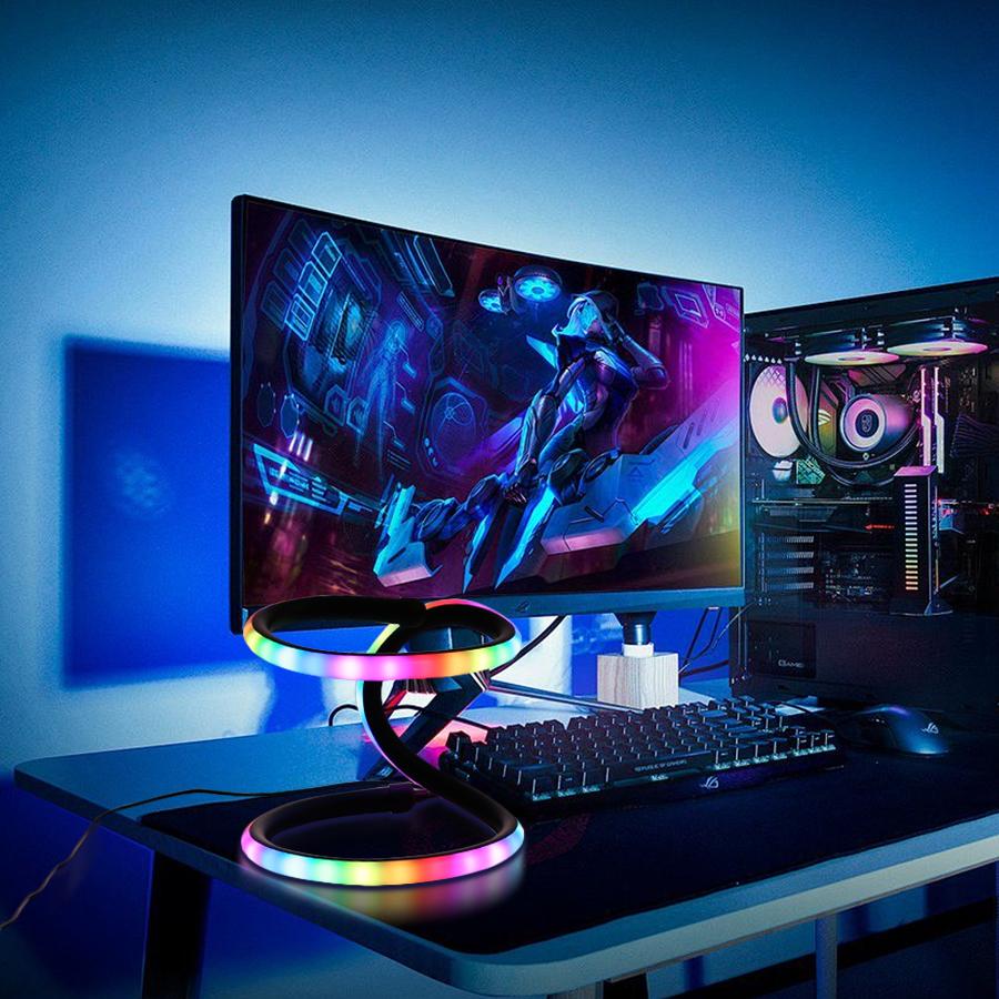 RGB LED Corner Floor Lamp with Remote, USB Powered  Inches Adjustable Height, Aluminum & Plastic Black Mood Lighting, Detachable