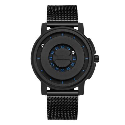Reloj Flotante de Cuentas Magnéticas Correa de Acero Inoxidable Resistente al Agua 30 Metros Diseño de Agujas Único Reloj de Cuarzo Unisex Negro