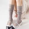 1 Pair Women's Fashion Thin Material Fishnet Socks Hollow Edge Lace Design Lace Trim Socks Comfortable Lolita Sock Spring Season
