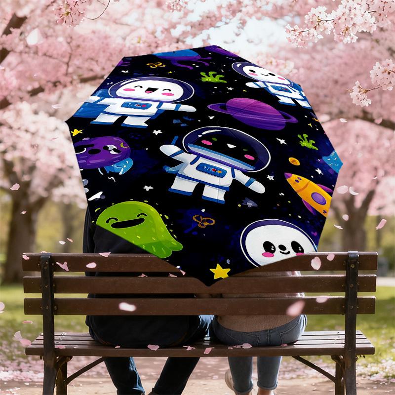 1PC space explorer space creature Umbrella-8-Rib Reinforced Portable Folding Travel Suitable for All Seasons Outdoor Daily Use-J398