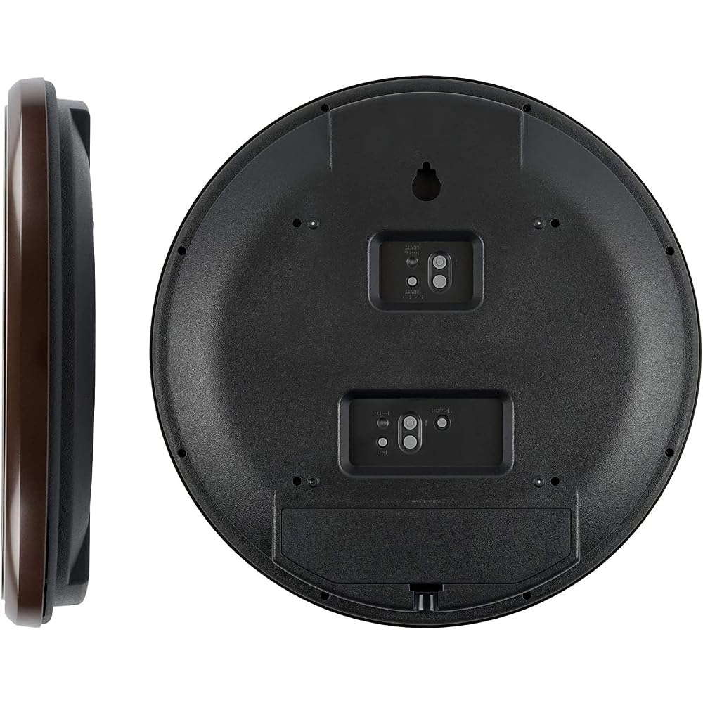 Casio Wall Clock, Radio-Controlled, Brown, Analog, Displays Temperature, Humidity, and Calendar (ITM-650J-5JF)