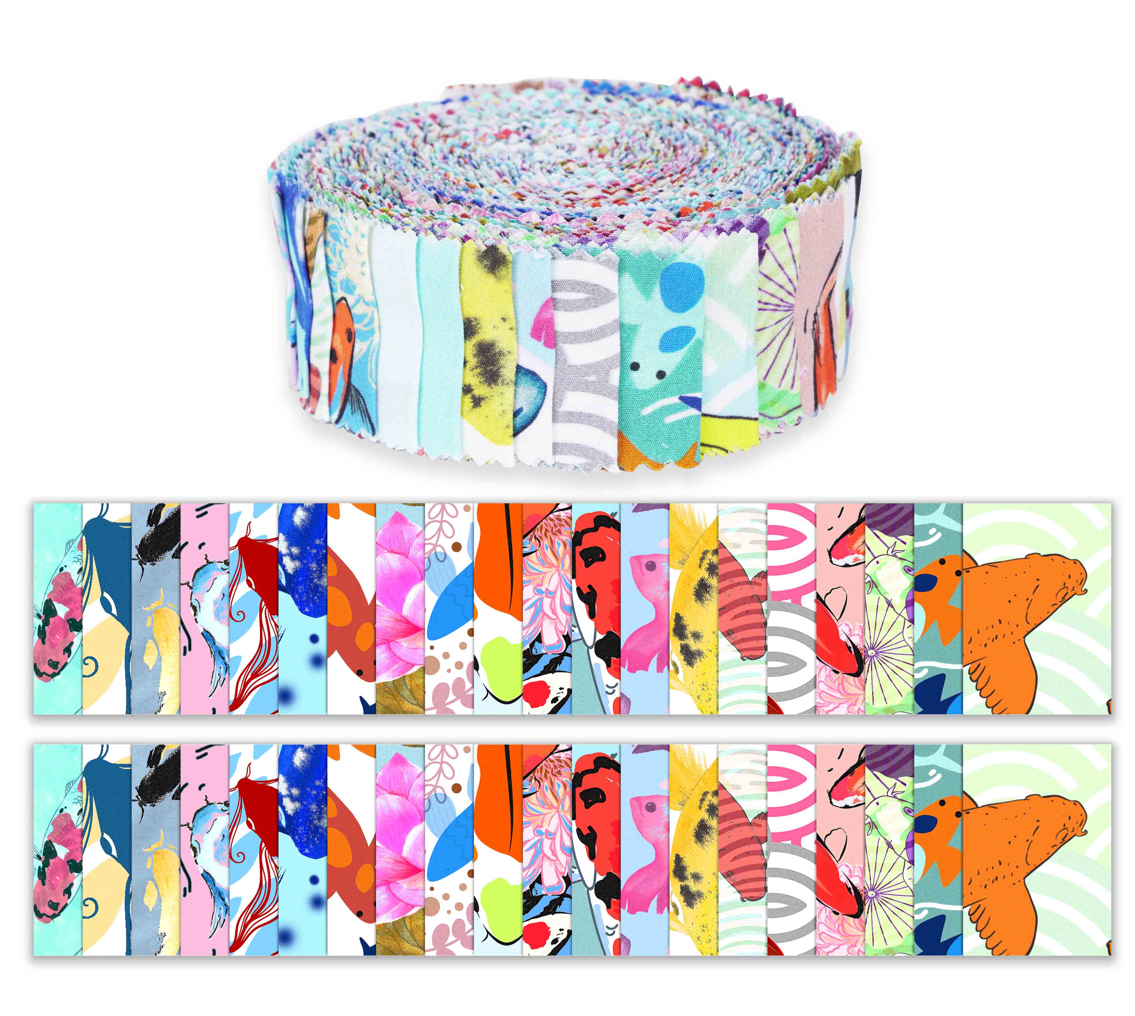 

Soimoi, 40 шт. бавовняної тканини з японським принтом для стьобання, 2,5 дюйма, желейний рулон - 1.5x42 inches різнокольоровий