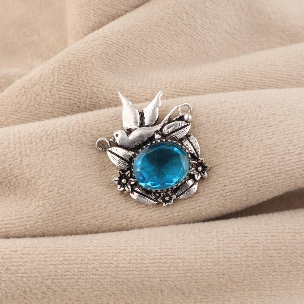 Swiss Blue Topaz Gemstone 925 Sterling Silver Women Jewelry Bird Pendant 0.5" For Gift CP-43-7