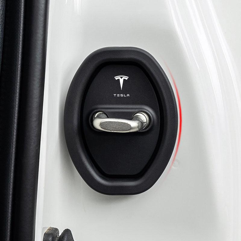 4Pcs/Set Car Door Stopper Cover Door Lock Protective Covers Styling For Tesla Model S Model X Model Y Cybertruck Model 3 Model Y