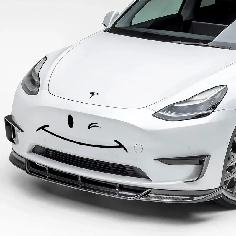 Creative Car Front Rear Bumper Sticker Smile Styling Decal Auto Tuning Accessories For Tesla Model Y S Model 3 BYD Atto Dolphin