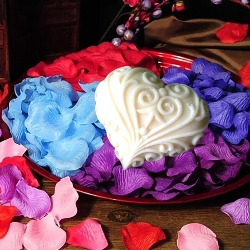 Pink 3D Love Roses Heart-shaped Silicone Mold Fondant Cake Mold Baking Desert Cake Decorating