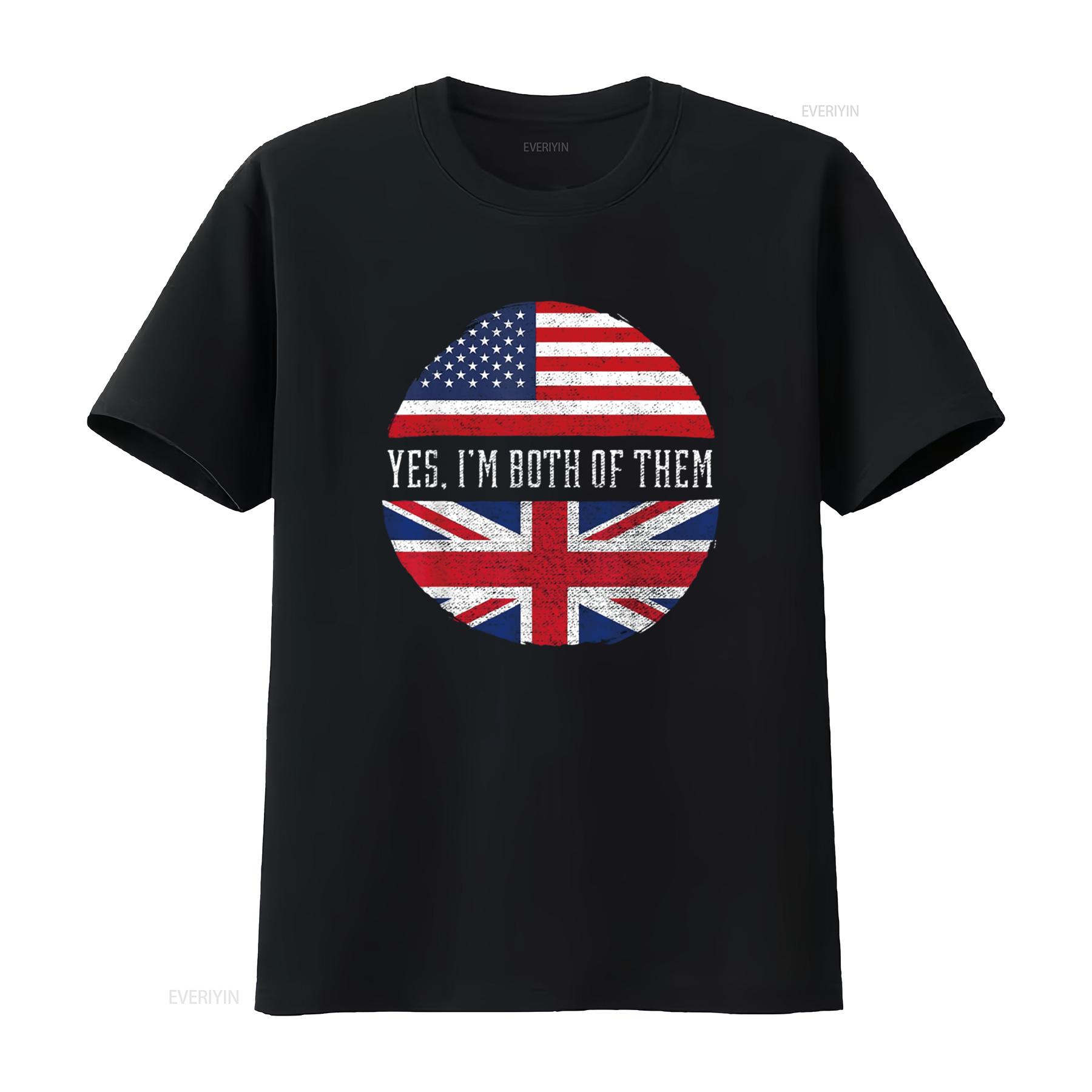 

Half American British USA Flag United Kingdom Heritage T Shirt Black Large vintage Washed designer clothes homme streetwear 4XL