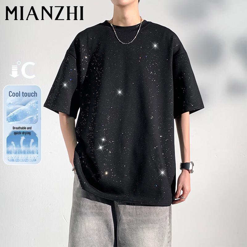 Men s Starry Sky Print Casual Round Neck T-Shirt 3XL