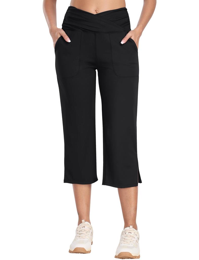 YIRUIYA Yoga High Plus with Slimming Legs Women's Pants, 3/4 Length, Waist, Sportswear, Stretch, Sizes, Pockets,