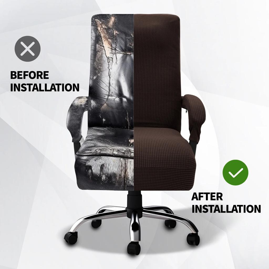 1SET Thicken Jacquard Office Boss Chair Cover Elastic Boss Rotating Computer Chair Seat Case Stretch Chair Covers with Armrest