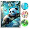 Diamond Painting Set DIY 5D Full Diamond Cute Panda with Flowers and Butterflies Crafts for Home Wall Decoration