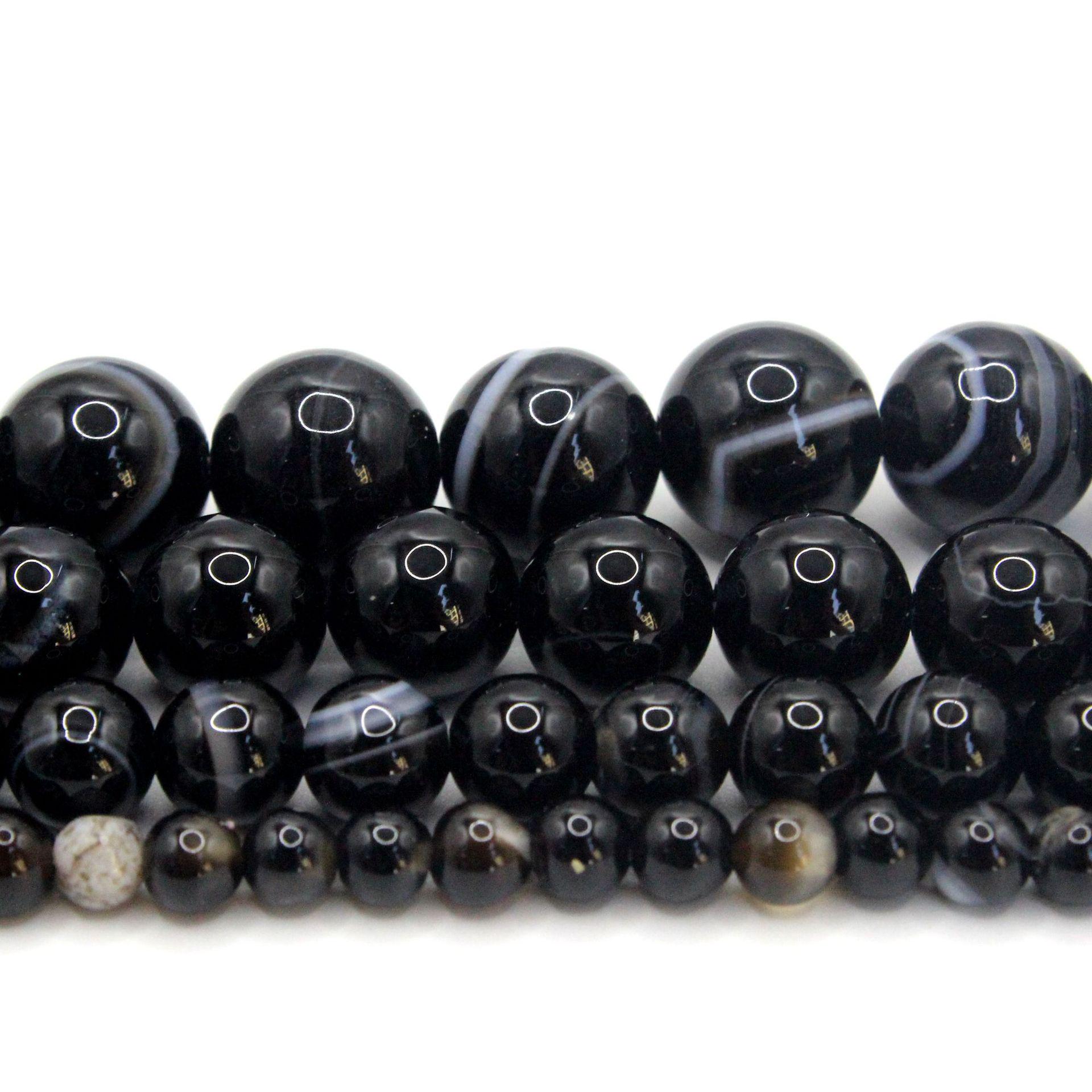 

Black Line Agate Round Beads for DIY Jewelry Making - Semi-Finished Strands and Accessories 6mm / ~60 beads