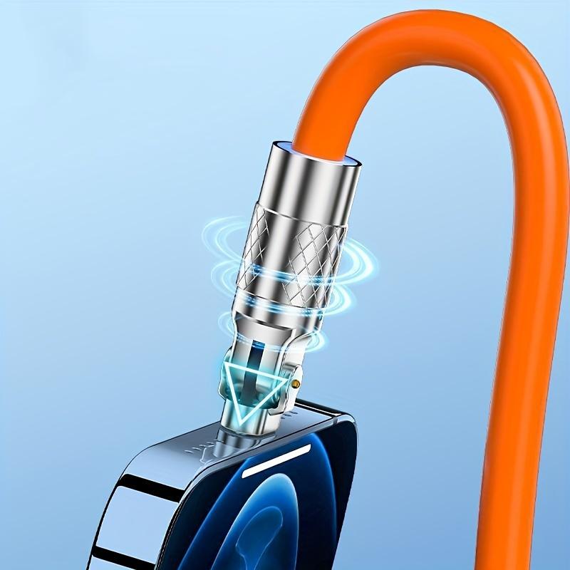 Datenkabel aus Zinklegierung mit 180°-Drehung, 6A Schnelllade-Silikon-USB-Datenkabel