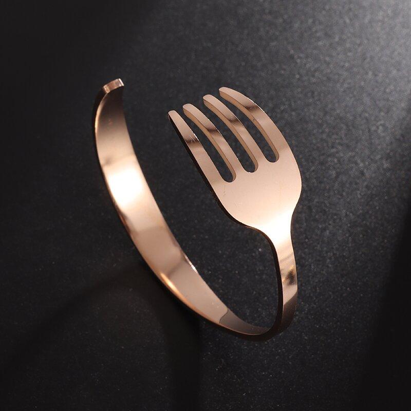 Modeontwerp Roestvrij Staal Gebogen Tafelgerei Vork Open Armband Mannen en Vrouwen Persoonlijkheid Bedel Hip Hop Casual Sieraden Cadeau