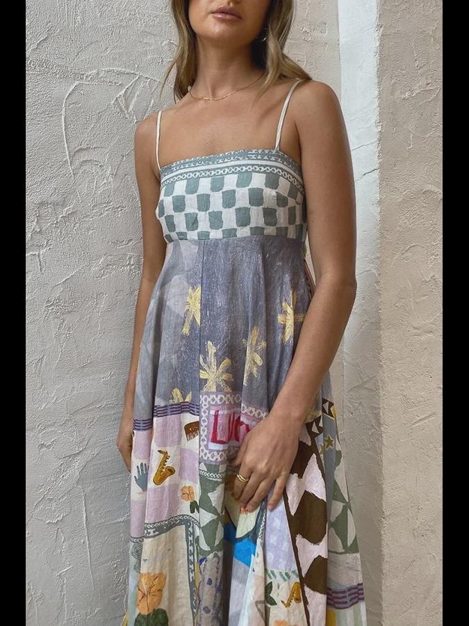 2024 Léto Sexy Dámské Malované Potisk Rozšířené Letní Šaty