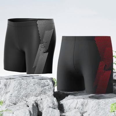 Men Swimming Trunks Quick Dry Soft Elasic High Waist Thin Plus Size Soft Breathable Slim Fit Printed Hot Spring Bathing Shorts Summer Beach Shorts