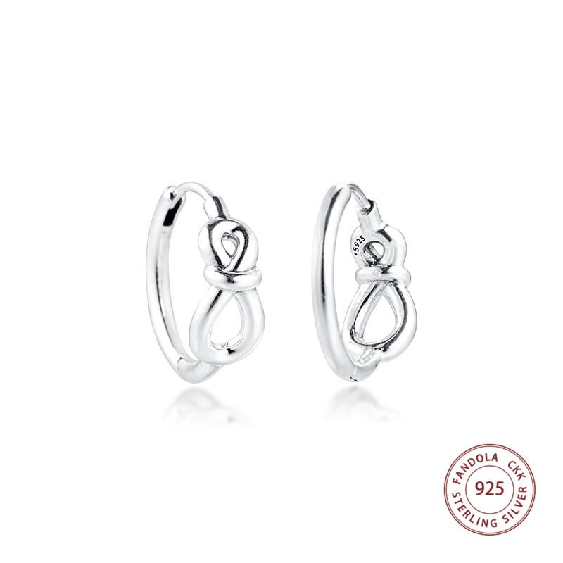 Authentic 925 Sterling Silver Infinity Knot Hoop Earrings for Women Girls Earing Wedding Fine Jewelry