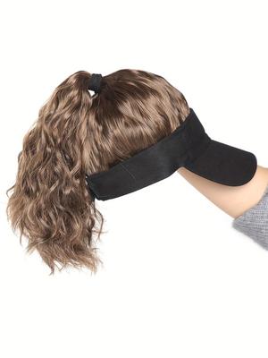 Parrucca sintetica regolabile con coda di cavallo, cappello da baseball con capelli corti ondulati, adatta per feste quotidiane e uso sportivo da parte delle donne