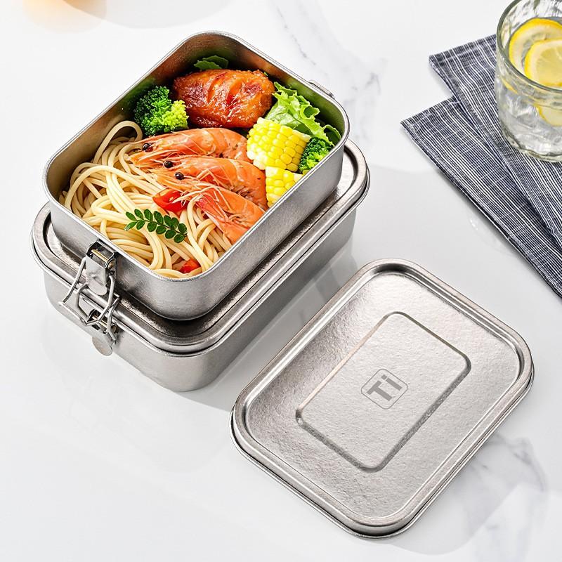 Pure Titanium Lunch Box Adults Portable Leakproof Food Container Microwave Safe Single Compartment