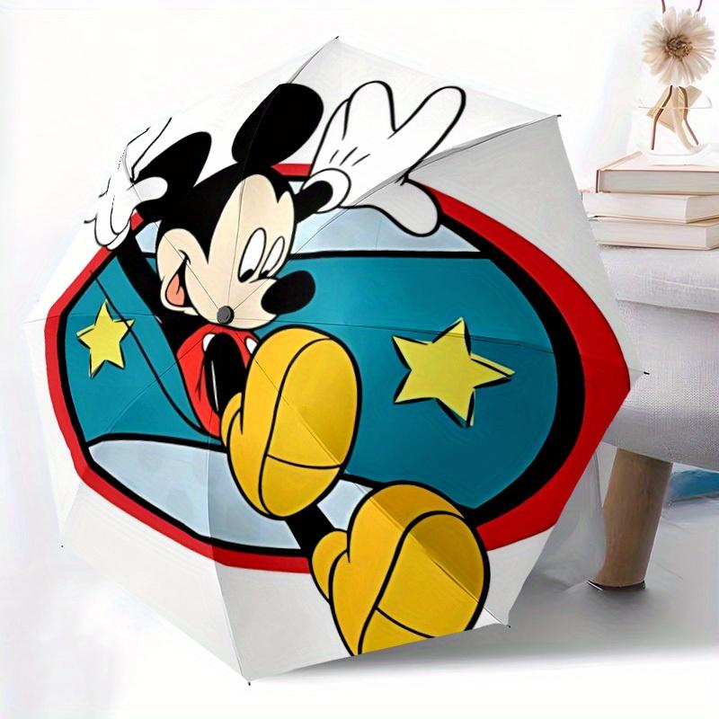 1pc Mickey Mouse Automatic Folding Umbrella: Compact 8-rib Design Cartoon Travel Companion for Outdoor, Casual Accessory