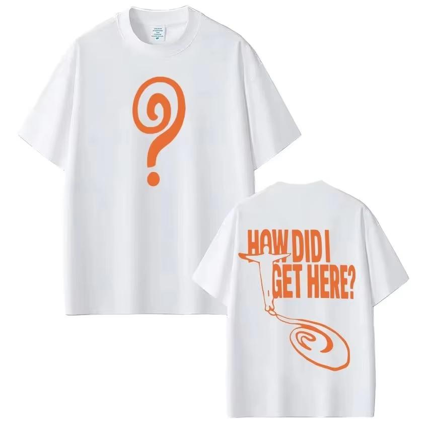2026 Abstract Spiral Question Mark Graphic Short Sleeve Double Sided Art Print Tshirt Minimalist Aesthetic Loose Teeunisex Unisex