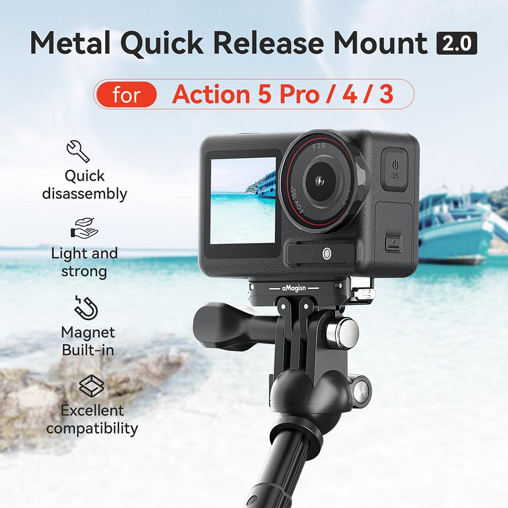 Kamera-Erweiterungshalterung mit 2-Zacken & 1/4-Gewinde Kamera-Schnellwechselbasis Erweiterungsadapter für DJI OSMO Action 5 Pro/4/3