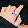 Luxury Open Ring Women High Carbon Diamond Red Ruby Blue Spinel Wedding Band Unique Design Fashion Jewelry