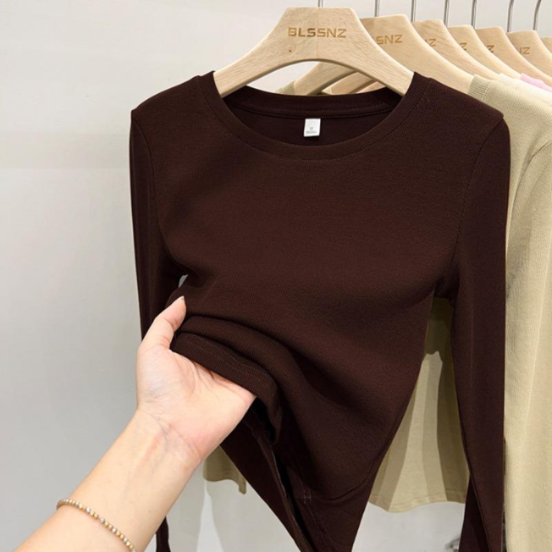 Long Sleeved T-shirt Women's Round Neck Slim Fit Top