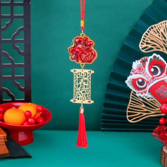Dekorace na čínský nový rok Červené závěsné střapce Ozdoby Šťastné přívěsky Fu pro Domov Kancelář Auto Stromy Svátek jara