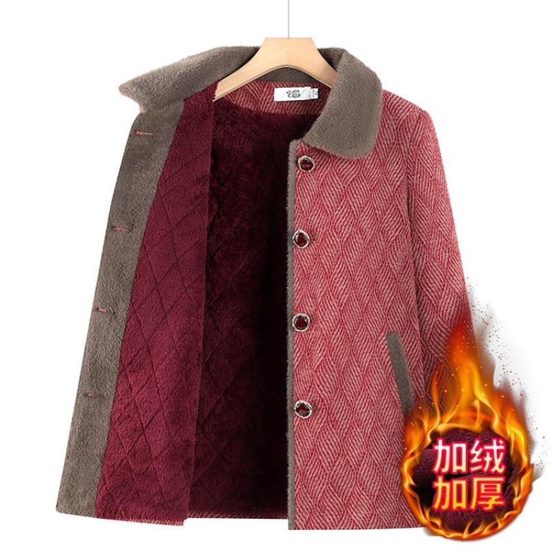 Winter Nerz Fleece Jacke Fleece Verdickt Damen Thermotop Alte Dame Baumwollgepolsterter Mantel