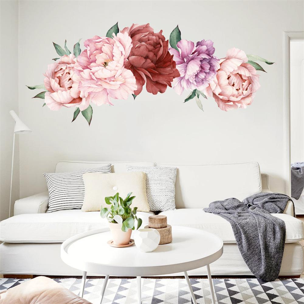 3D Peony Wall Stickers Art Decals Mural Home Bedroom Living Room Wall ...