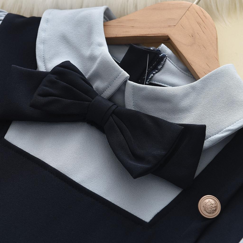 Mädchen Frühling und Herbst neue britische Art Faltenrock Shirt Kinder Kleid Schulkleidung