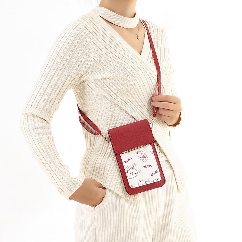 Touch Screen Mobile Phone Bag, Women'S Floral Printed Crossbody Bag, Fashionable Flip Bag