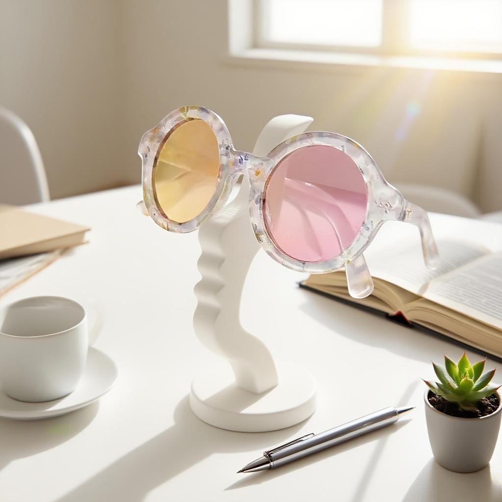 Creative side-face shaped eyeglass stand, unique curved eyeglass frame stand, desktop storage rack