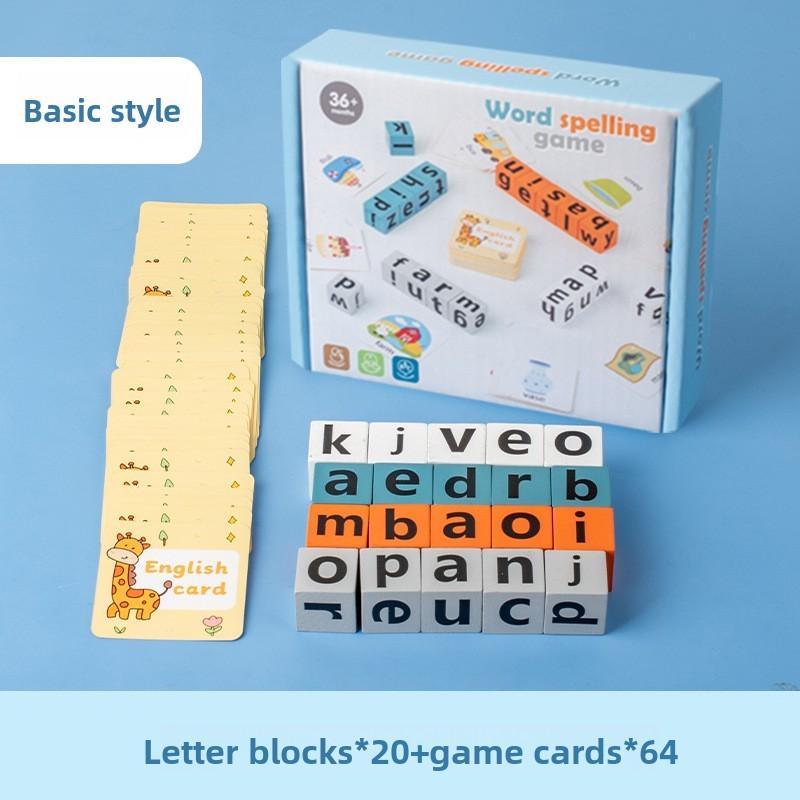 Wooden Childrens English Word Building Block Game Educational Toy For Early Learning Kids