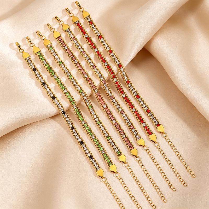 Women's Titanium Steel Multi-color Zircon Bracelet - Luxurious, Versatile, and Fade-resistant