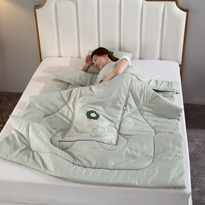 YEKEROLAN Freesia Embroidered Cushion Blanket