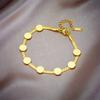 DIEYURO 316L Stainless Steel Gold Round Choker Necklace Bracelets For Women Girl Fashion Non-fading Jewelry Set Accessory