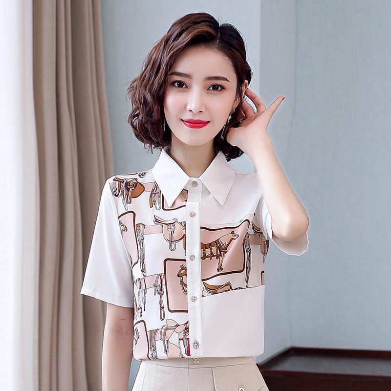 Women's Short Sleeve Chiffon Cardigan - New Summer Korean Print, Fashionable, Loose, Versatile Western Style Top.