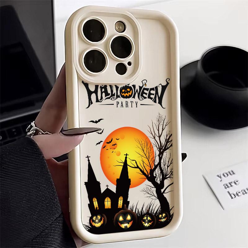 Halloween Castle Moon Soft Silicone Case For iPhone 17 Pro 14 15 Plus 11 12 13 16 Pro Max Coque 16E 17AIR Shockproof Phone Cover
