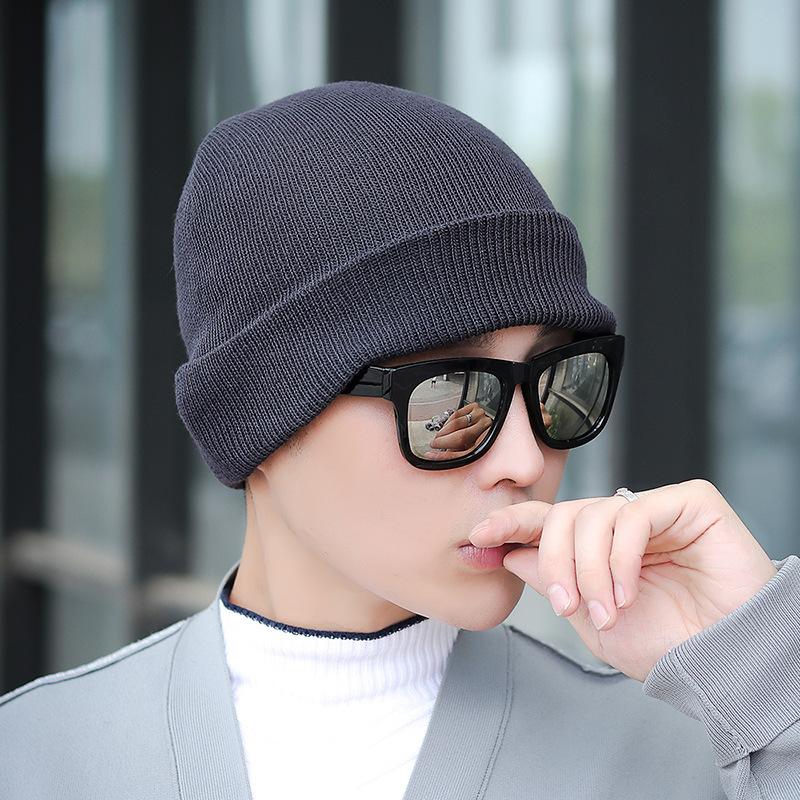Winter Men's and Women's Hats Outdoor Riding Cold-proof and Warm Ear Protection Knitted Hat Korean Version Fashionable Versatile Solid Color Dome Hat