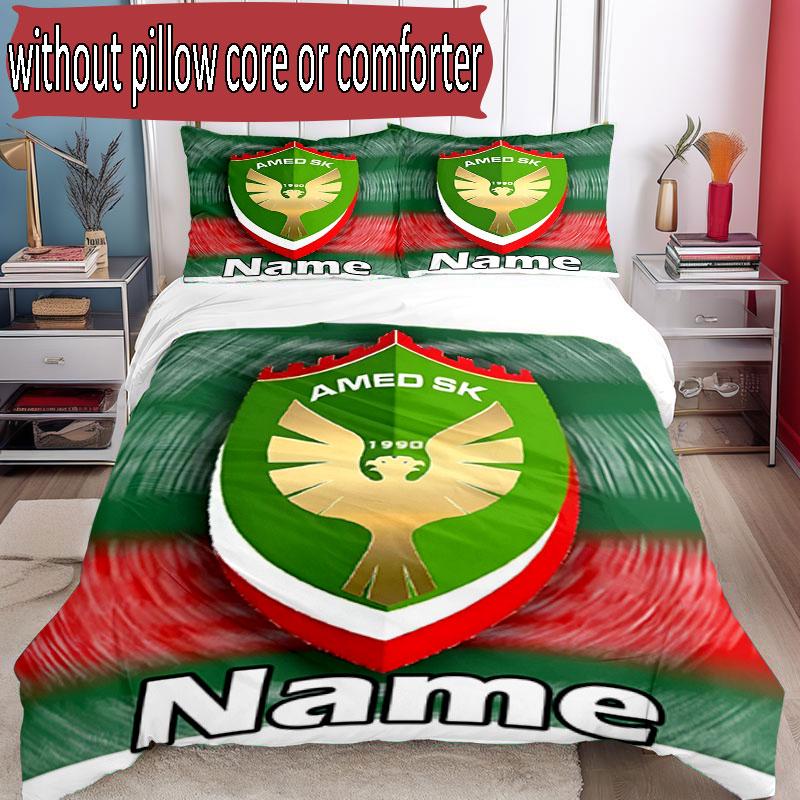 3pcs Duvet Cover Set (1*Duvet Cover + 2*Pillowcase, Without Core), Custom Name Amed SK Pattern Bedding Set, Home Bedroom Decor Gift