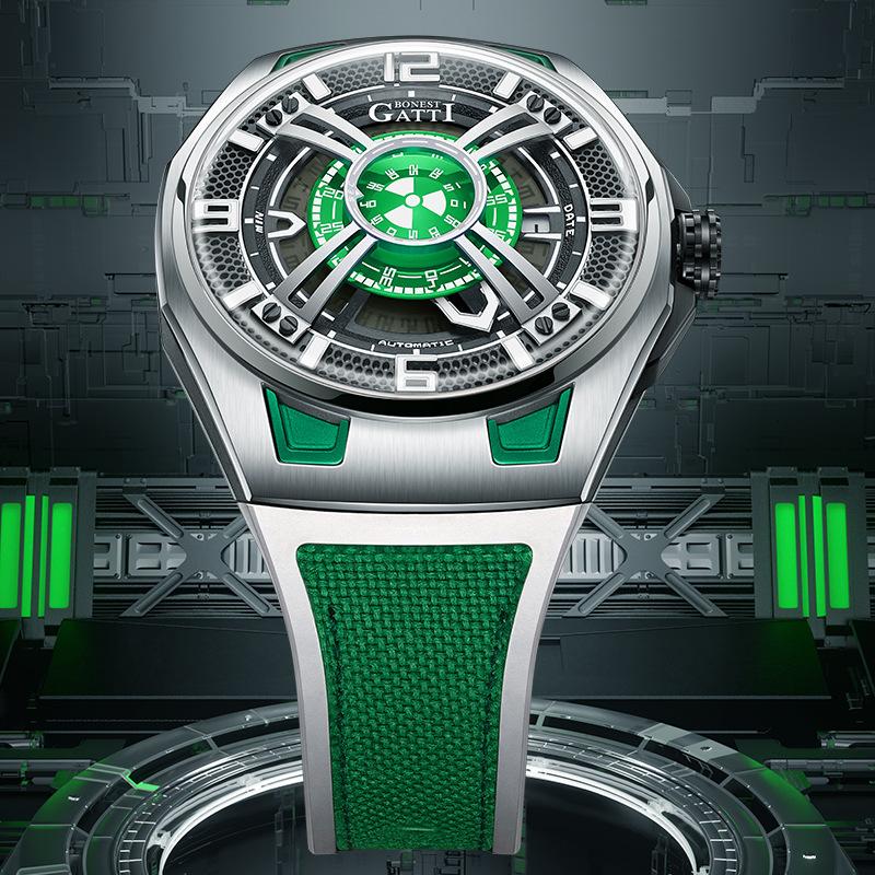 Bonest Gatti Uhren Herren Hohle mechanische Uhr Automatik Wasserdicht Mode Temperament Uhr