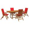 5 Piece Outdoor Dining Set Natural Solid Acacia Wood