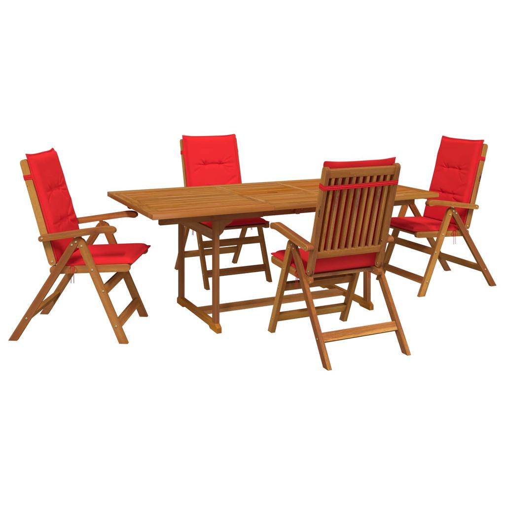 5 piece outdoor dining set natural solid acacia wood